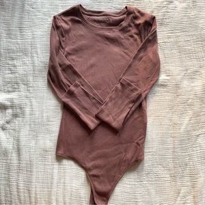 Abercrombie & Fitch Ribbed Long Sleeve Bodysuit